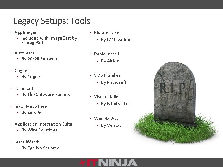 Legacy Setups: Tools • App. Imager • Included with Image. Cast by • Picture