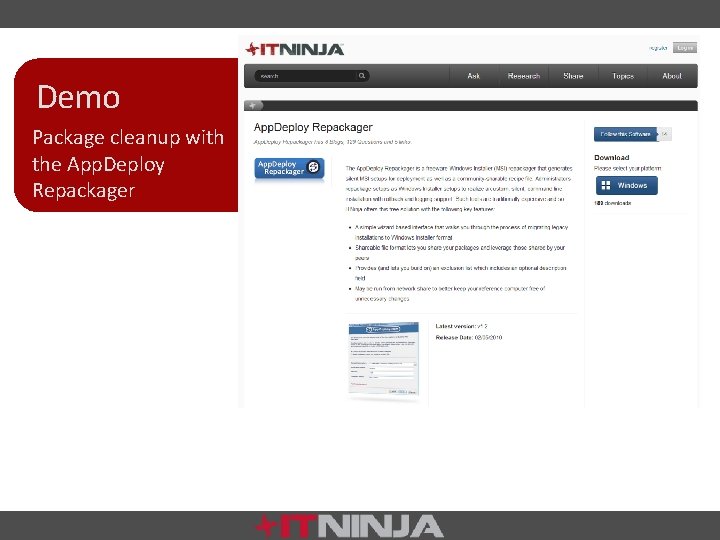 Demo Package cleanup with the App. Deploy Repackager 