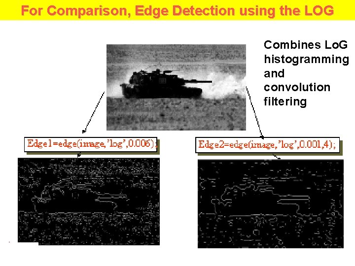 For Comparison, Edge Detection using the LOG Combines Lo. G histogramming and convolution filtering