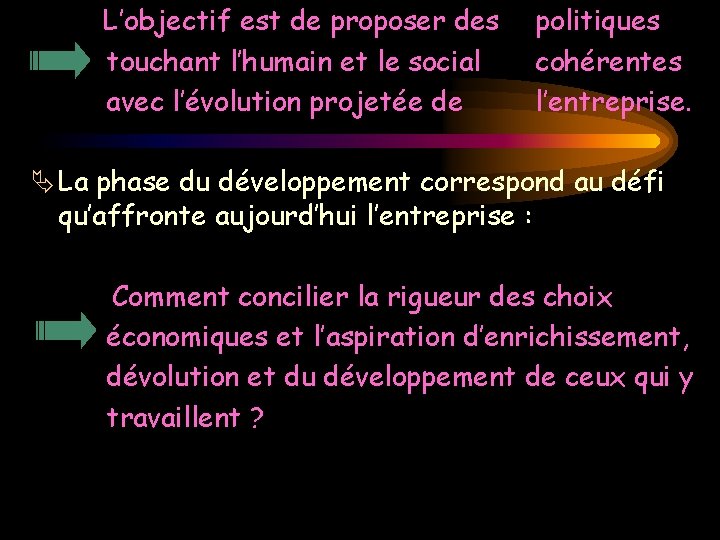 L’objectif est de proposer des touchant l’humain et le social avec l’évolution projetée de