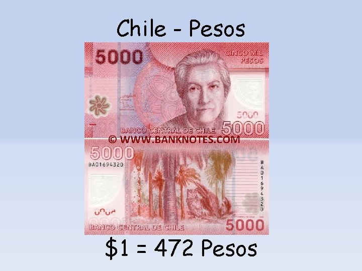 Chile - Pesos $1 = 472 Pesos 