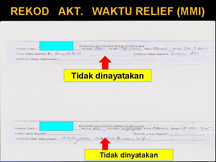 REKOD AKT. WAKTU RELIEF (MMI) Tidak dinayatakan Tidak dinyatakan REKOD AKT. WAKTU RELIEF (MMI) Tidak dinayatakan Tidak dinyatakan
