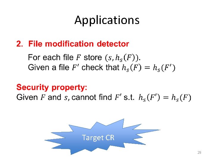 Applications Target CR 29 Applications Target CR 29