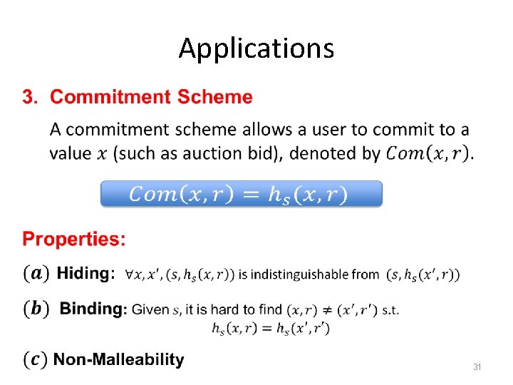Applications 31 Applications 31
