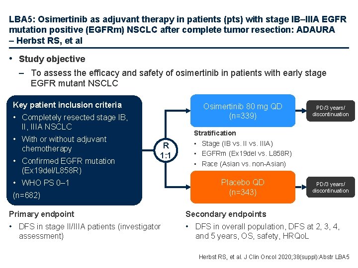 LBA 5: Osimertinib as adjuvant therapy in patients (pts) with stage IB–IIIA EGFR mutation