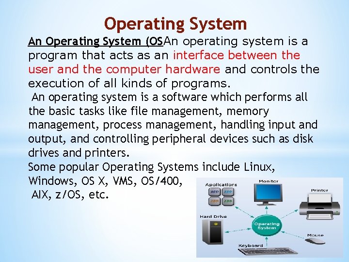 Operating System An Operating System (OSAn operating system is a program that acts as