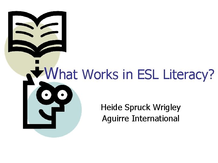 What Works in ESL Literacy? Heide Spruck Wrigley Aguirre International 