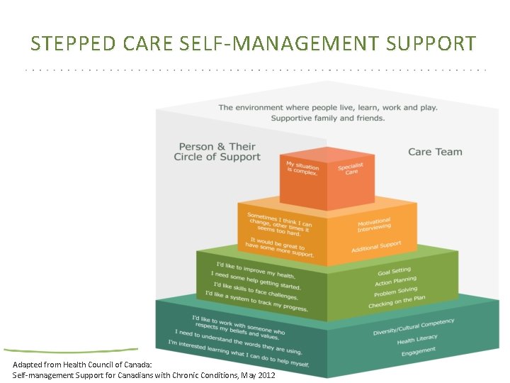 STEPPED CARE SELF-MANAGEMENT SUPPORT Adapted from Health Council of Canada: Self-management Support for Canadians