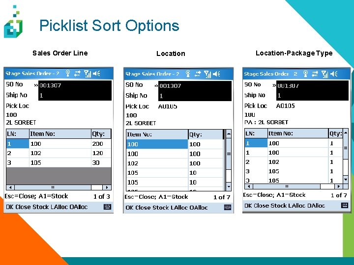 Picklist Sort Options Sales Order Line Location-Package Type 