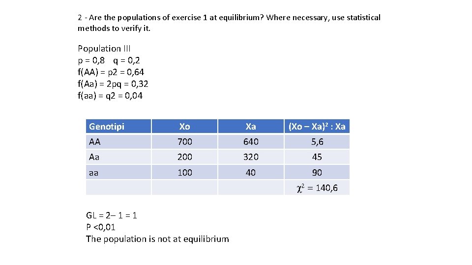2 - Are the populations of exercise 1 at equilibrium? Where necessary, use statistical