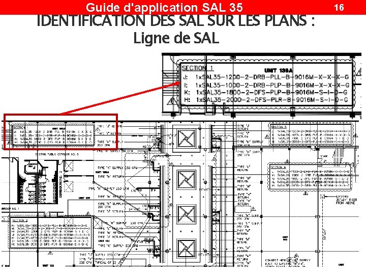 Guide d'application SAL 35 IDENTIFICATION DES SAL SUR LES PLANS : Ligne de SAL