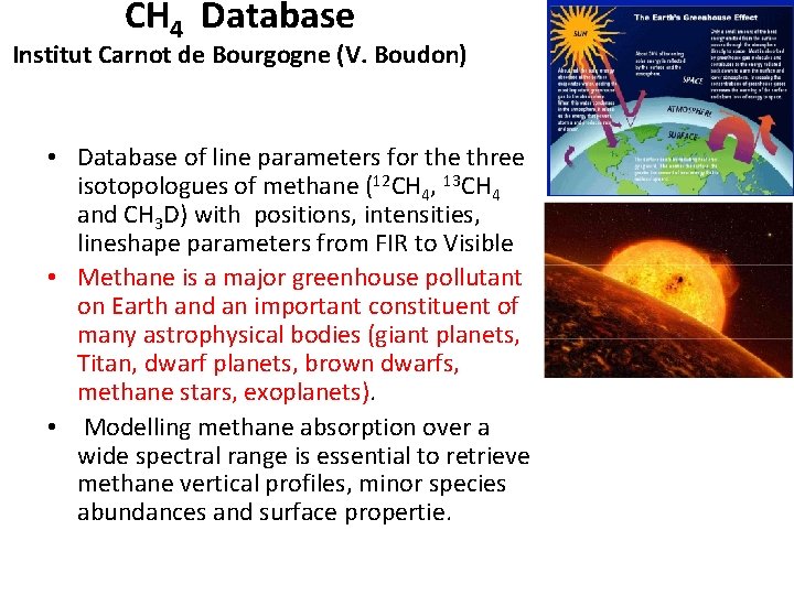 CH 4 Database Institut Carnot de Bourgogne (V. Boudon) • Database of line parameters