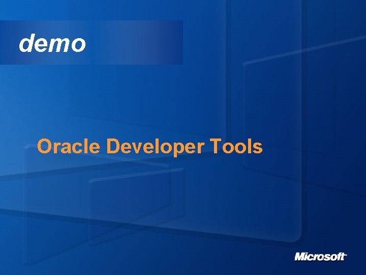 demo Oracle Developer Tools 