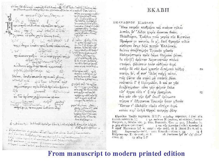 From manuscript to modern printed edition From manuscript to modern printed edition