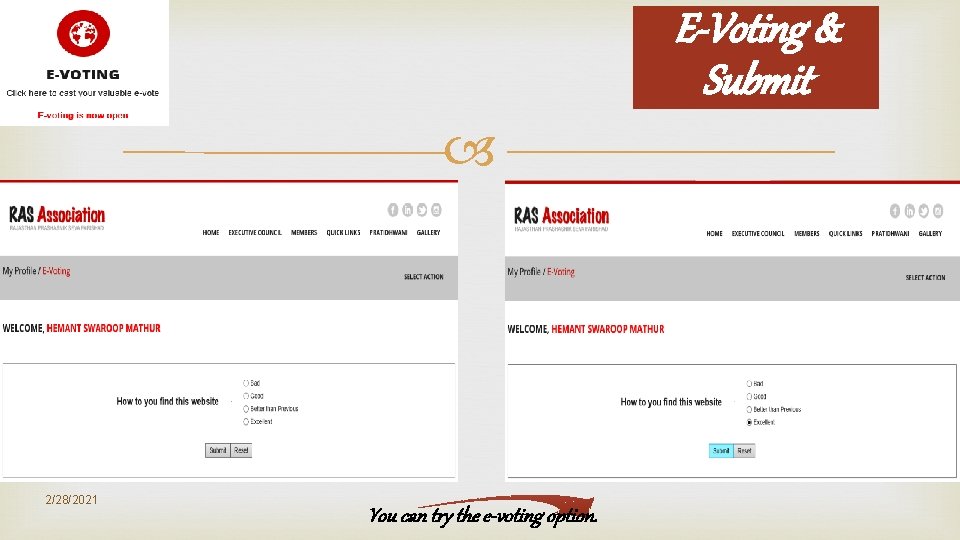 E-Voting & Submit 2/28/2021 You can try the e-voting option. E-Voting & Submit 2/28/2021 You can try the e-voting option.