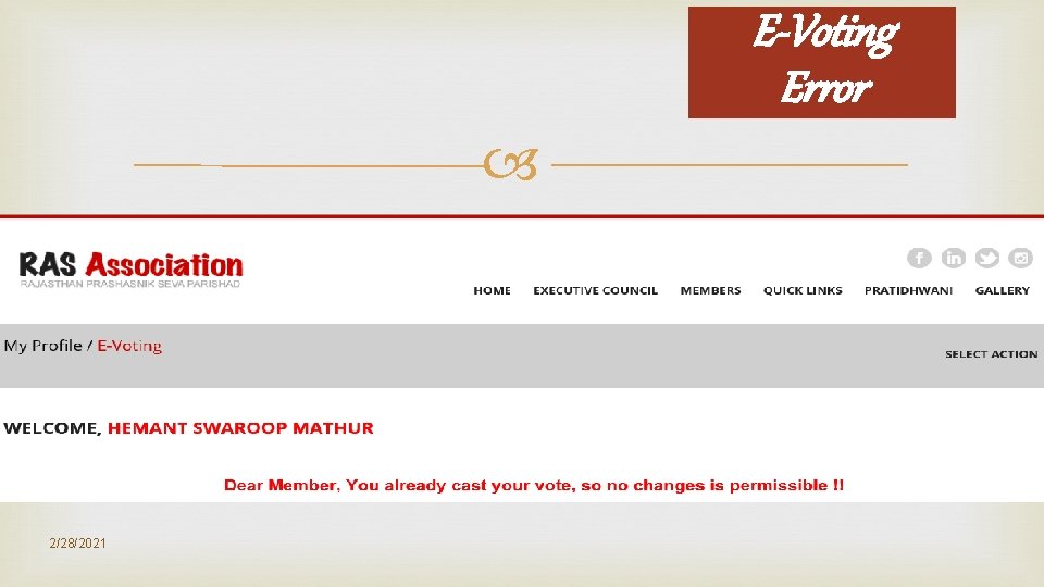 E-Voting Error 2/28/2021 E-Voting Error 2/28/2021