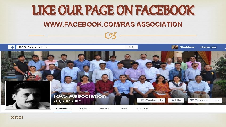 LIKE OUR PAGE ON FACEBOOK WWW. FACEBOOK. COM/RAS ASSOCIATION 2/28/2021 LIKE OUR PAGE ON FACEBOOK WWW. FACEBOOK. COM/RAS ASSOCIATION 2/28/2021