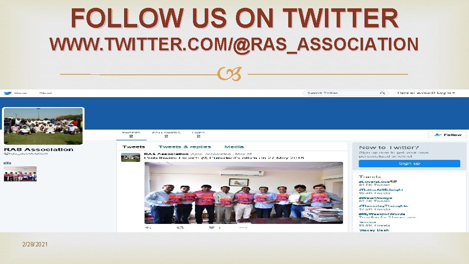 FOLLOW US ON TWITTER WWW. TWITTER. COM/@RAS_ASSOCIATION 2/28/2021 FOLLOW US ON TWITTER WWW. TWITTER. COM/@RAS_ASSOCIATION 2/28/2021