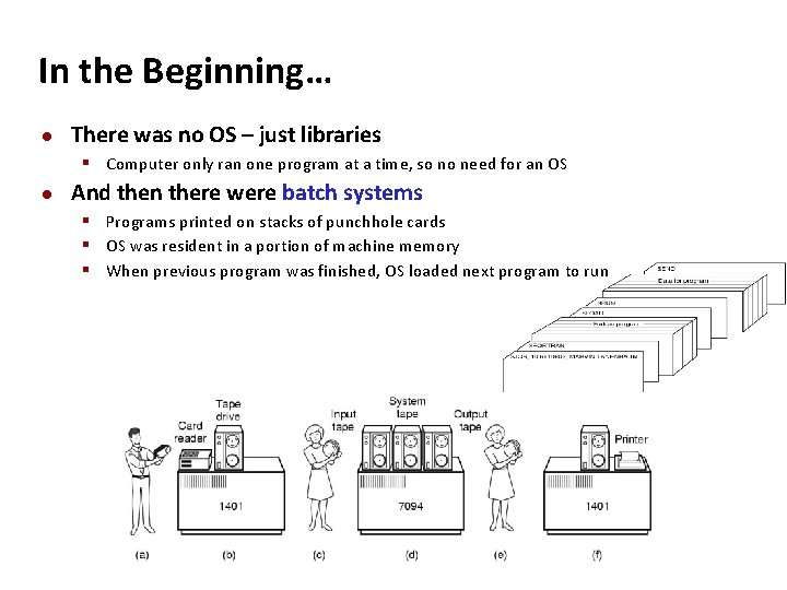 Carnegie Mellon In the Beginning… There was no OS – just libraries § Computer