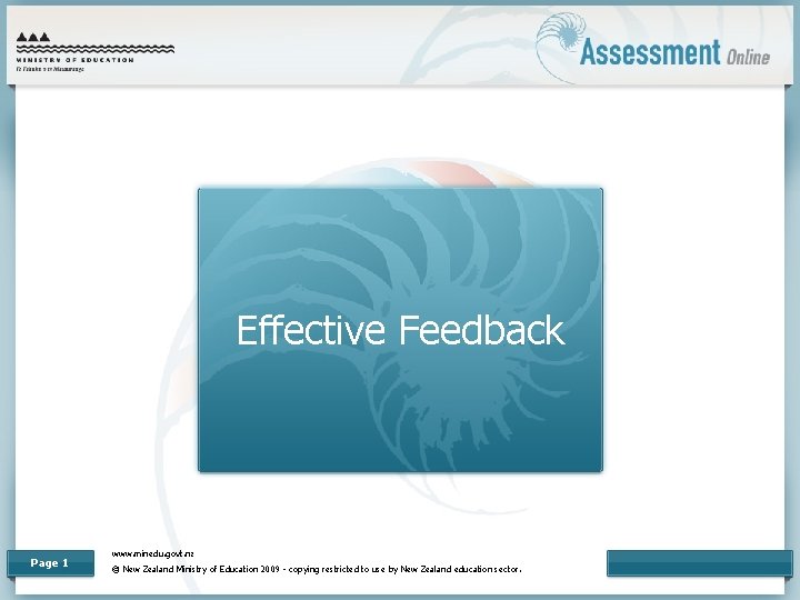 Effective Feedback Page 1 www. minedu. govt. nz © New Zealand Ministry of Education