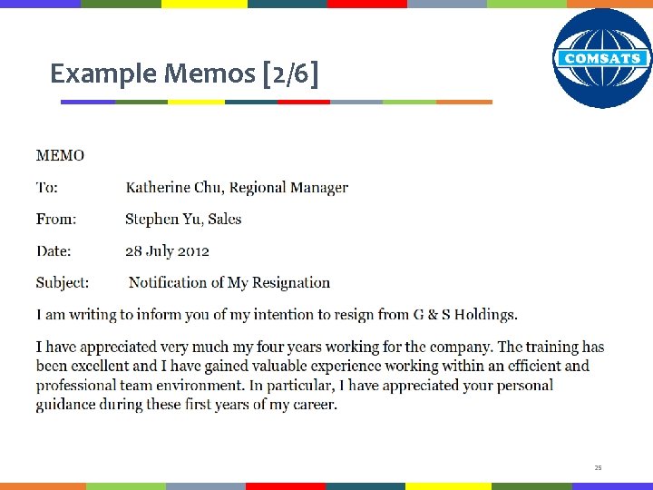 Example Memos [2/6] 25 
