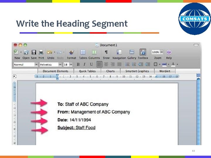 Write the Heading Segment 32 