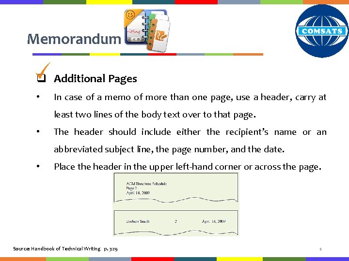 Memorandum q Additional Pages • In case of a memo of more than one