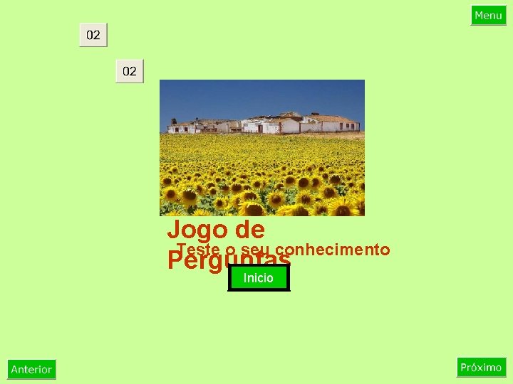 Jogo de Teste o seu conhecimento Perguntas Inicio 