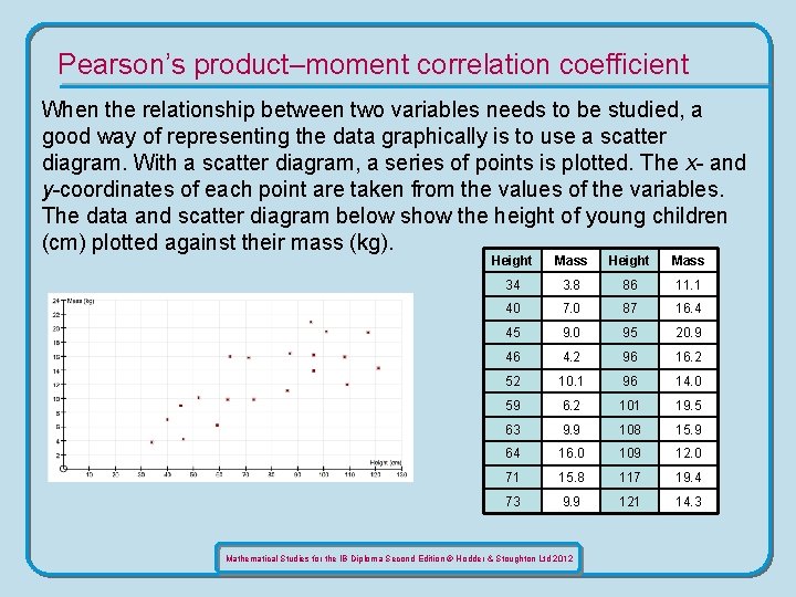 Pearson’s product–moment correlation coefficient When the relationship between two variables needs to be studied,