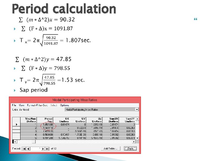 Period calculation 