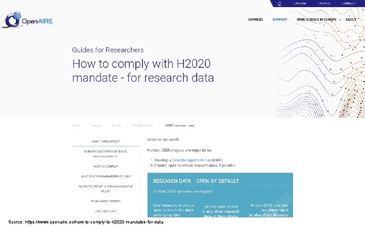 Source: https: //www. openaire. eu/how-to-comply-to-h 2020 -mandates-for-data 