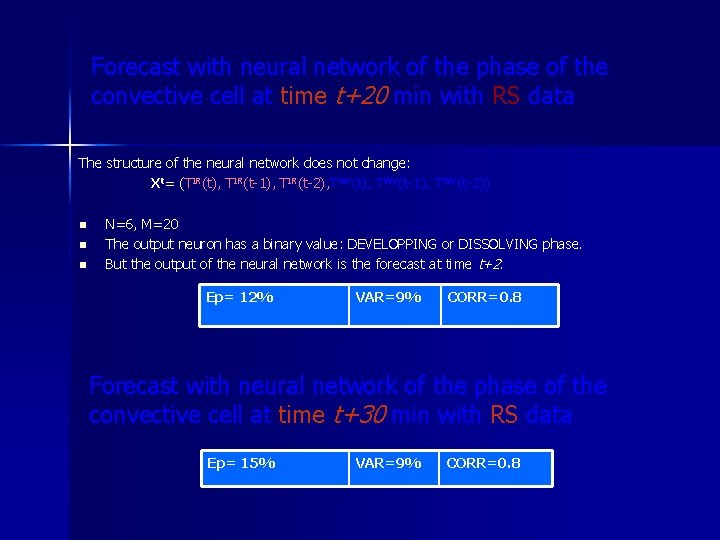 Forecast with neural network of the phase of the convective cell at time t+20