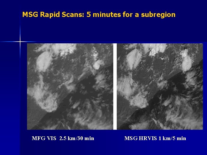 MSG Rapid Scans: 5 minutes for a subregion MFG VIS 2. 5 km/30 min