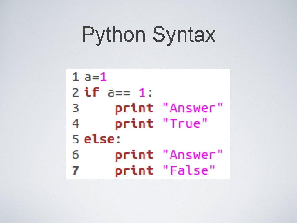 Python Syntax 