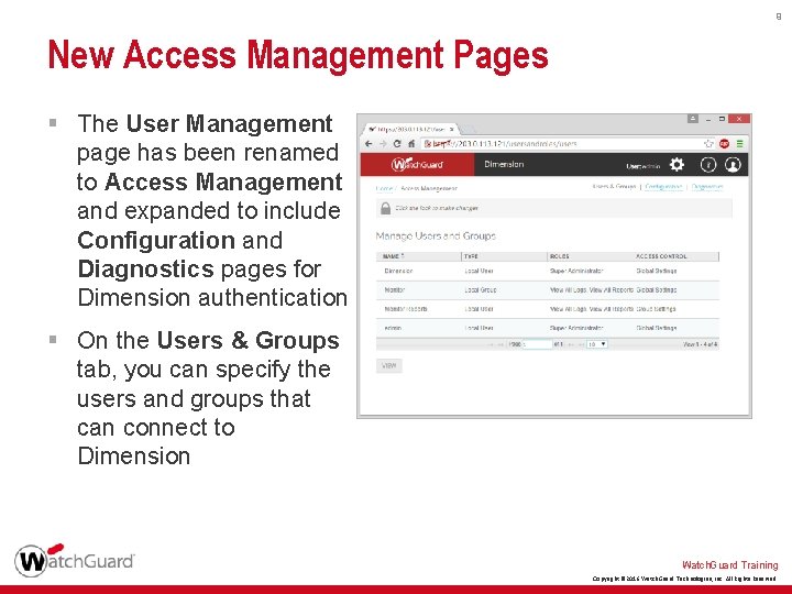 9 New Access Management Pages § The User Management page has been renamed to