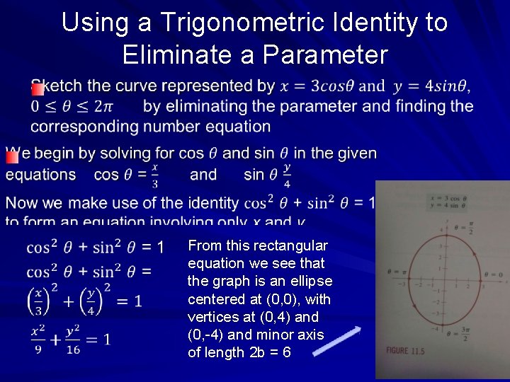 Using a Trigonometric Identity to Eliminate a Parameter From this rectangular equation we see