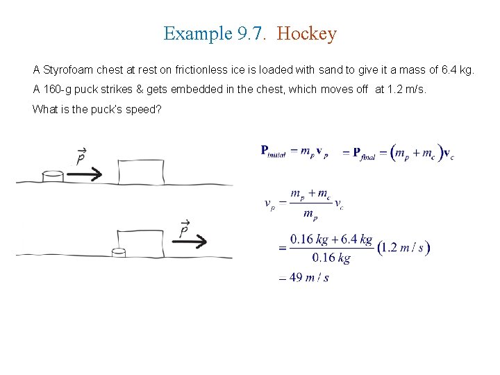 Example 9. 7. Hockey A Styrofoam chest at rest on frictionless ice is loaded