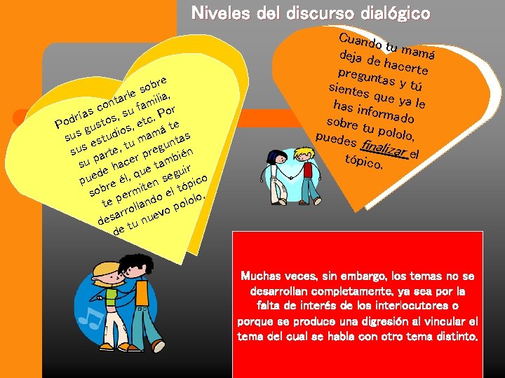 Niveles del discurso dialógico bre o s rle ilia, a t on u fam