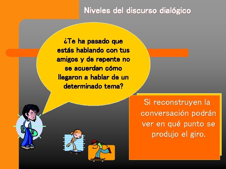 Niveles del discurso dialógico ¿Te ha pasado que estás hablando con tus amigos y