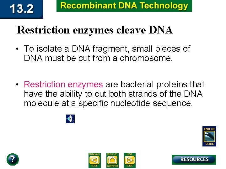 Restriction enzymes cleave DNA • To isolate a DNA fragment, small pieces of DNA