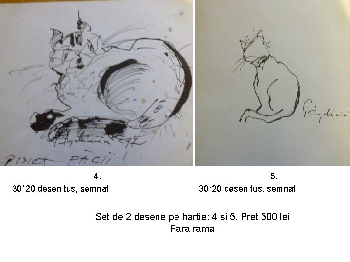 4. 30*20 desen tus, semnat 5. 30*20 desen tus, semnat Set de 2 desene