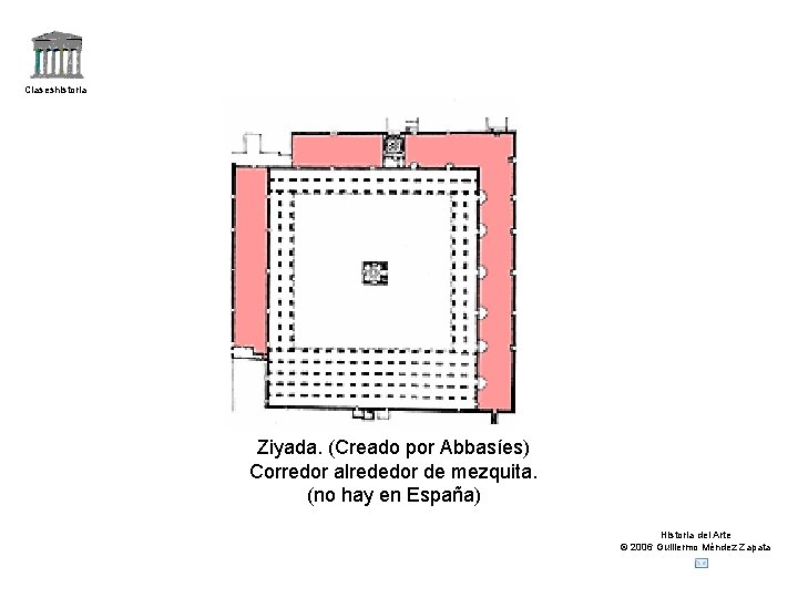 Claseshistoria Ziyada. (Creado por Abbasíes) Corredor alrededor de mezquita. (no hay en España) Historia