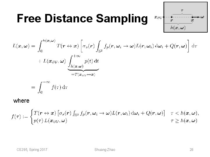Free Distance Sampling where CS 295, Spring 2017 Shuang Zhao 28 Free Distance Sampling where CS 295, Spring 2017 Shuang Zhao 28