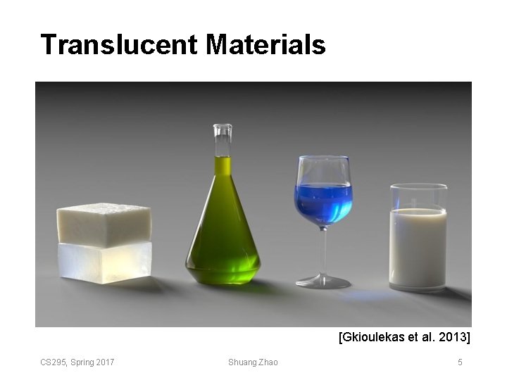 Translucent Materials [Gkioulekas et al. 2013] CS 295, Spring 2017 Shuang Zhao 5 