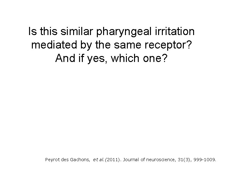 Is this similar pharyngeal irritation mediated by the same receptor? And if yes, which