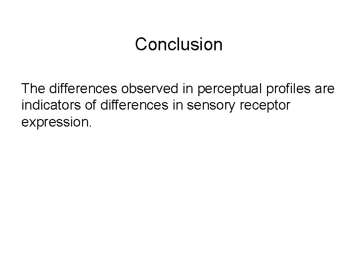 Conclusion The differences observed in perceptual profiles are indicators of differences in sensory receptor