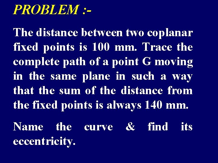 PROBLEM : The distance between two coplanar fixed points is 100 mm. Trace the