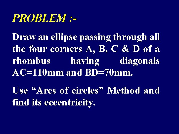 PROBLEM : Draw an ellipse passing through all the four corners A, B, C