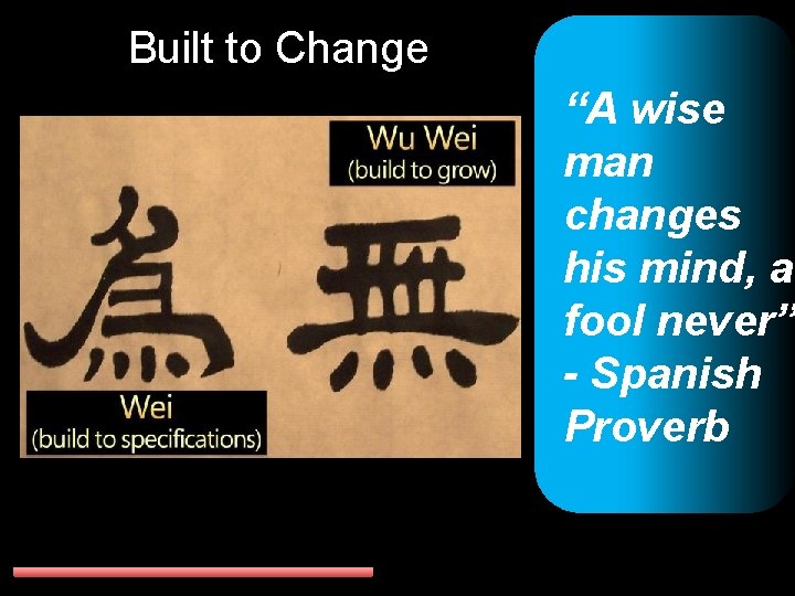 Built to Change “A wise man changes his mind, a fool never” - Spanish