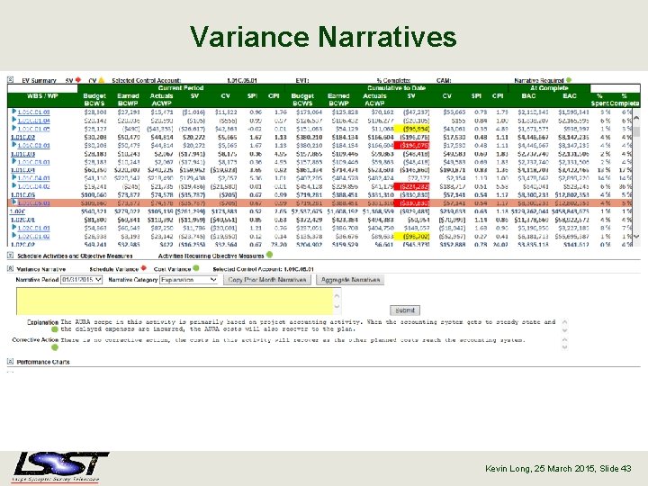 Variance Narratives Kevin Long, 25 March 2015, Slide 43 